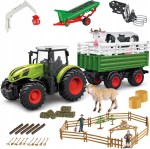 FARMA DLA DZIECI TRAKTOR PRZYCZEPA MASZYNY ZWIERZĘTA DUŻY ZESTAW 1:24