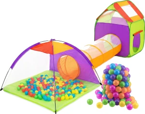 NAMIOT DLA DZIECI 3 ELEMENTY DOMEK TUNEL SUCHY BASEN + 100 PIŁECZEK