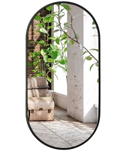 DUŻE LUSTRO OWALNE W METALOWEJ RAMIE 80 x 40 CM SALON PRZEDPOKÓJ ŁAZIENKA