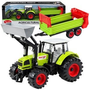 DUŻY TRAKTOR Z PRZYCZEPĄ ROZRZUTNIKIEM OTWIERANA MASKA I DRZWI 48 CM